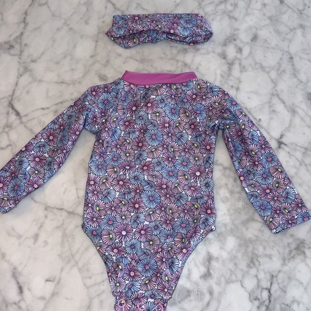 Andy & Evan Daisy Rash Guard Set 0/3M - Picture 4 of 6